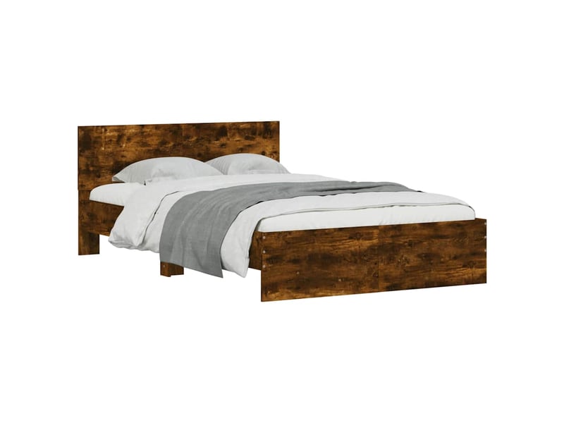 Lit double- lit adulte - cadre de lit avec tête de lit et led chêne fumé 120x190 cm - Conforama D