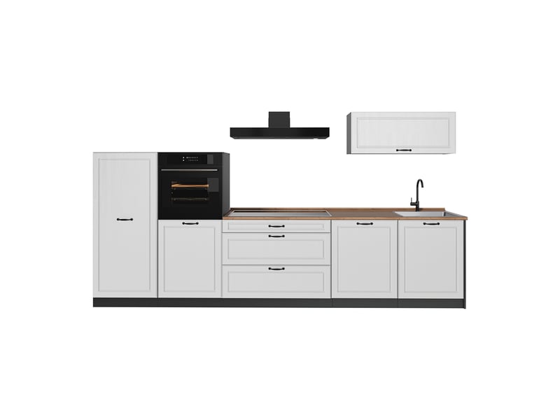  Vicco cuisine, blanc campagneanthracite, 340cm plan de travail chêne doré  - Conforama A