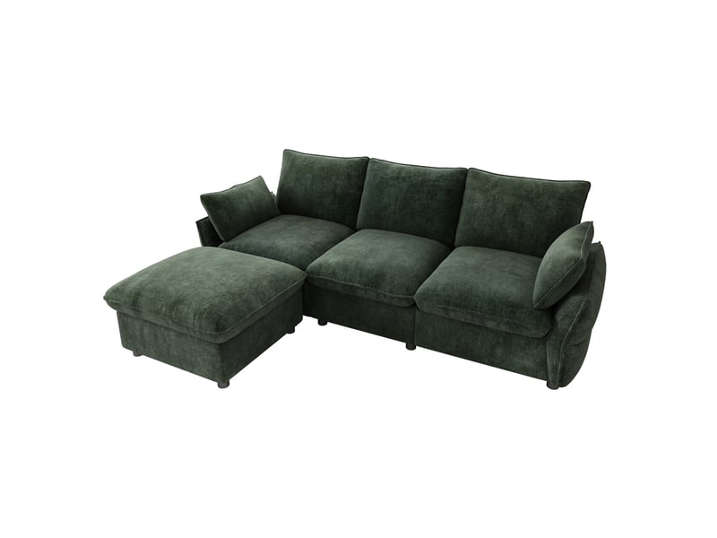 Canapé d'angle réversible fixe 3 places tissu vert - Conforama A