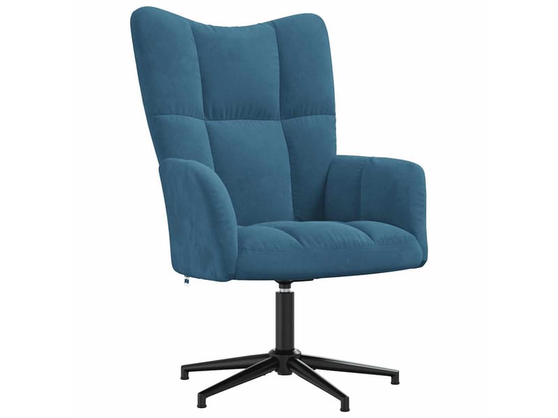 Fauteuil de relaxation ; chaise de relaxation ; chaise de détente bleu velours  - Conforama A