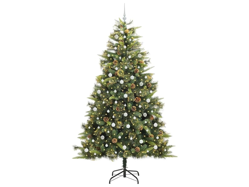 Sapin de noël artificiel, arbre de noël avec branches pliables et cônes 240 cm shl347 - Conforama C