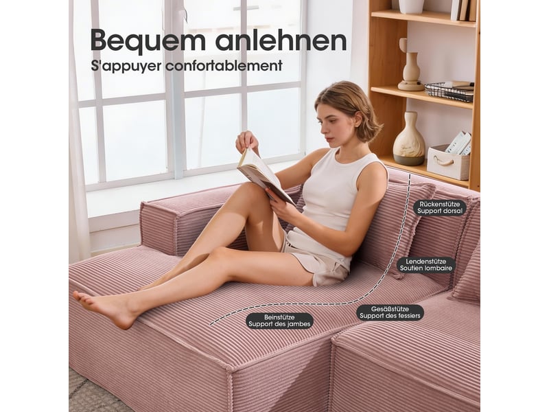  Canapé 3 places en tissu avec 2 coussins, assise ressorts ensachés et mousse haute densité, design épuré  - Conforama E