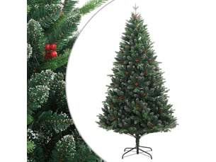 Sapin de noël - arbre de noël artificiel à charnières avec baies rouges 240 cm