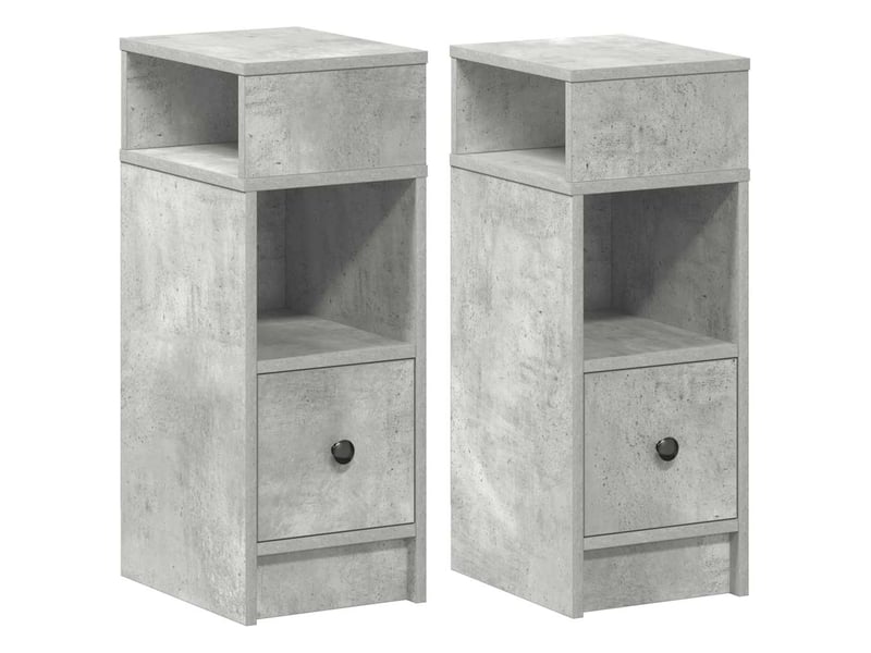 Lot de 2 tables de chevet - cabinet de chevet - table de nuit avec tiroir gris béton 25x31x66 cm - Conforama A
