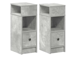Lot de 2 tables de chevet - cabinet de chevet - table de nuit avec tiroir gris béton 25x31x66 cm