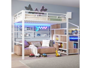 Lit mezzanine 140x200 cm <strong>REDOM</strong> <strong></strong> coloris blanc