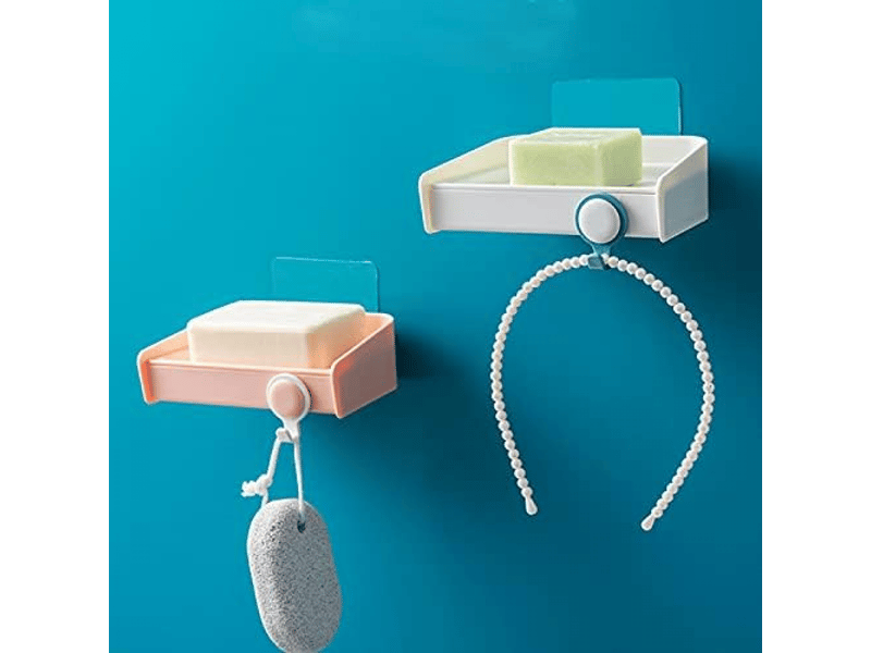  Ensemble de 2 étagères de salle de bain - fixation murale - non perforées (blanc)  - Conforama D