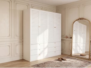 Armoire 4 porte(s) battante 6 tiroir(s) SEYAKANY coloris blanc largeur 180 cm
