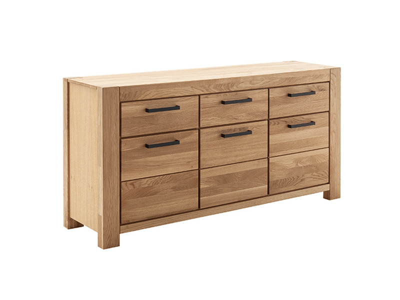  Buffet commode 3 portes 3 tiroirs coloris chêne naturel - longueur 172 × profondeur 40 × hauteur 85 cm  - Conforama A