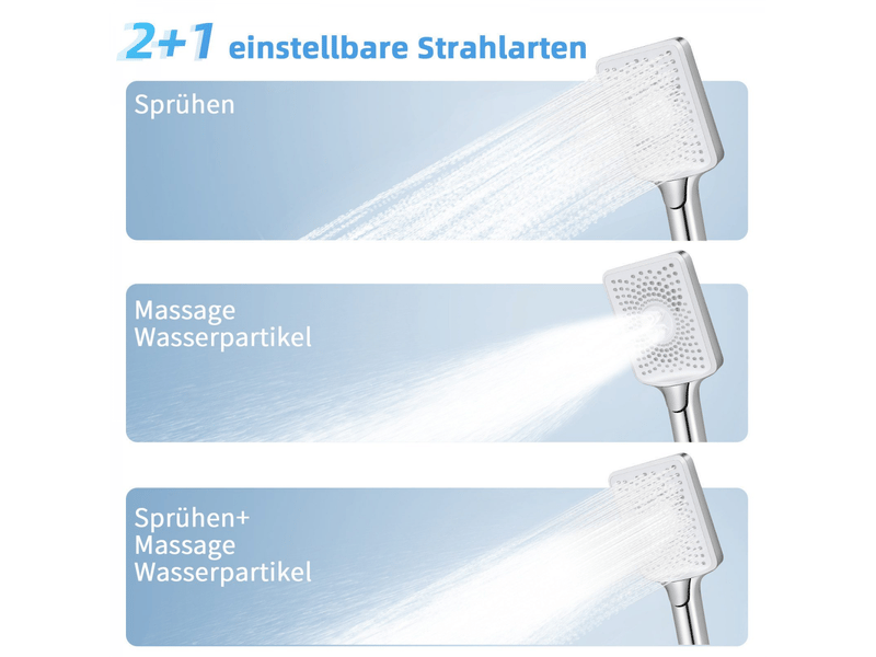  Zmh poignée de douche avec tuyau de 1,5 m, tête de douche carrée nickelée, économie d'eau pour salle de bain  - Conforama B