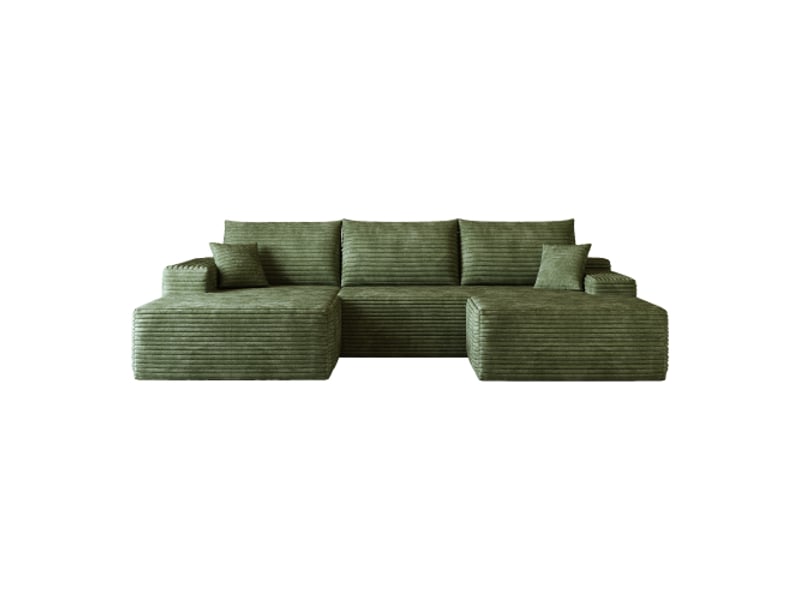  Canapé d’angle modulable 270 cm en l – méridienne, assise profonde, sans montage, vert  - Conforama A