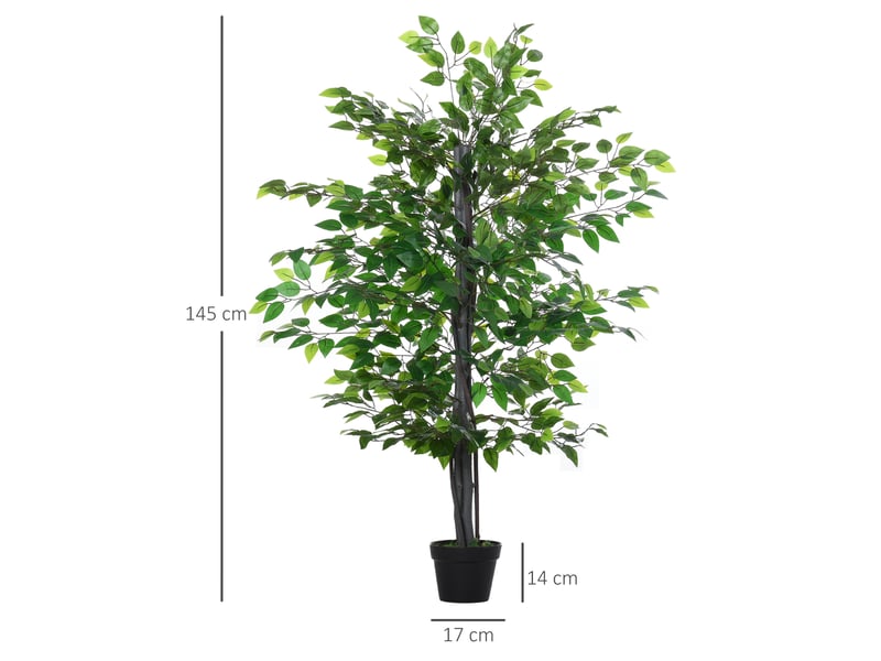  Arbre artificiel plante artificielle ficus h.1,45 m tronc branches liane lichen feuilles grand réalisme pot inclus  - Conforama E