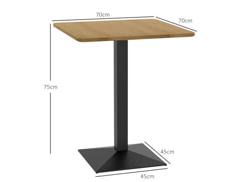  Table à manger carrée pour 2 personnes 70x70x75cm table de cuisine plateau effet bois piétement en acier marron foncé  - Conforama C