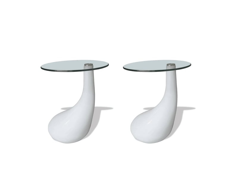  Table basse | table de salon et dessus de table verre rond blanc brillant 2 pcs  - Conforama A