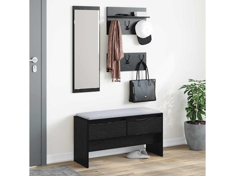  Ensemble de meubles d'entrée 4 pc chêne noir 90x31x46,5 cm  - Conforama D
