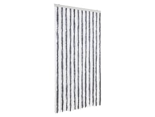 Rideau anti-mouches, moustiquaire gris et blanc 100x230 cm chenille cf43543