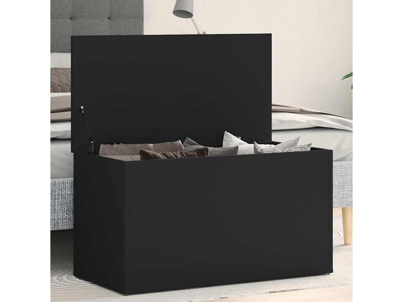  Coffre de rangement, boîte de rangement de rangement noir 84x42x46 cm bois d'ingénierie  - Conforama B