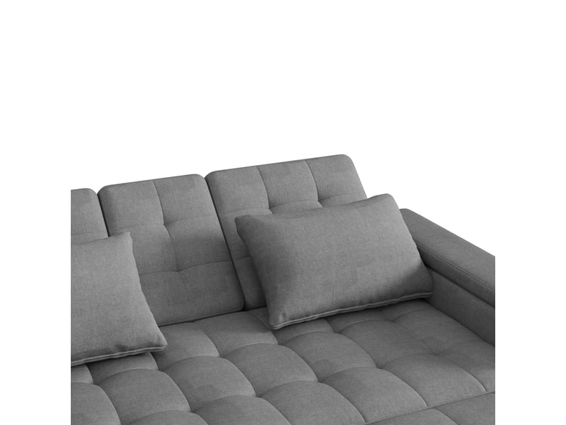  Canapé convertible 2 places gris, sofa lit multifonction avec rangement intégré et dossier réglable, tissu lin polyester pour salon  - Conforama W