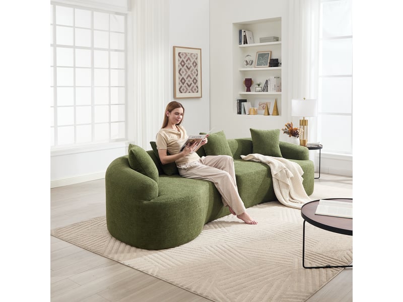  Canapé courbé moderne canapé modulable 4 places en chenille verte 275 cm sans montage  - Conforama D