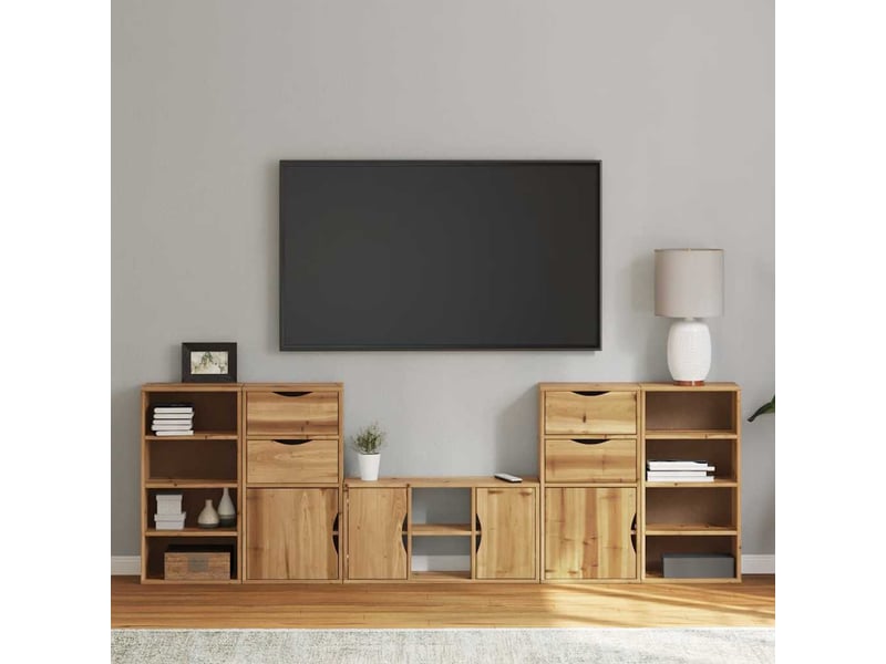 Meubles tv - banc tv - meuble de rangement 5 pcs avec rangement odda bois de pin massif  - Conforama B