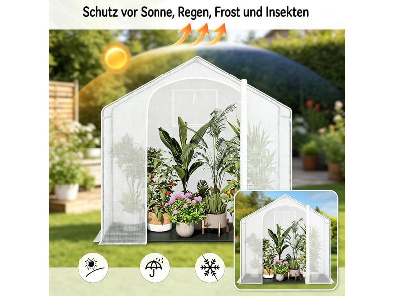 Serre de jardin 200x80x200 cm toile maillée métal blanc - Conforama D