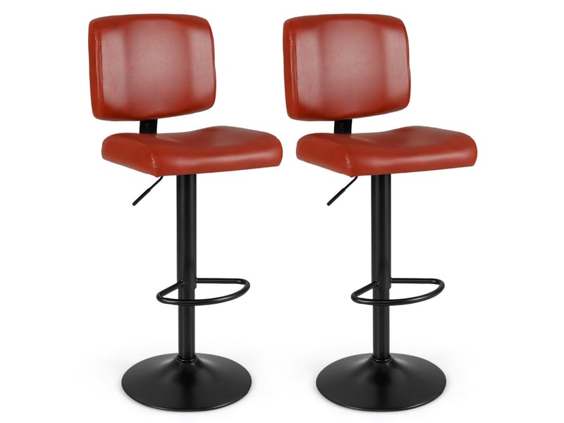  Lot de 2 tabourets de bar pivotants 47 x 42 x 98-119 cm réglables en hauteur confort ergonomique design contemporain en cuir synthétique rouge 20_0018776  - Conforama A
