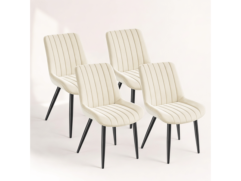 Havenlyhome lot de 4 chaises de salle à manger assise en velours assise rembourrée dossier ergonomique beige chaises - Conforama A