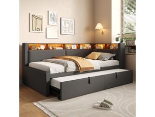 Lit gigogne 2x90x200 cm <strong></strong> <strong></strong> coloris gris