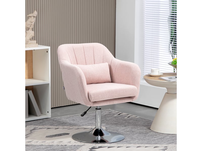  Fauteuil pivotant et réglable avec coussin lombaire rose 60x60x91 cm  - Conforama B