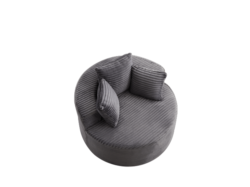  Chaise ronde en corde ø110 cm - confort décontracté, 3 coussins décoratifs, design minimaliste  - Conforama D