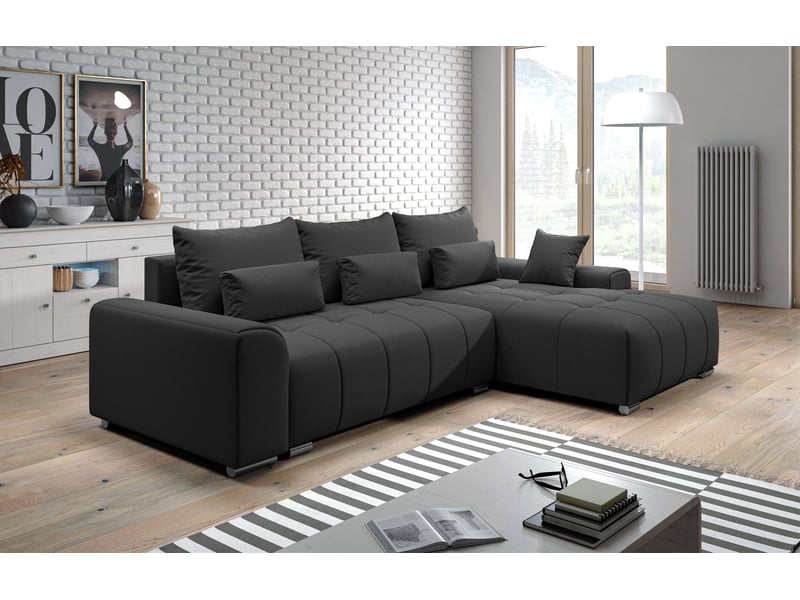  Canapé d’angle rivolli 260 cm noir convertible avec coffre Rivolli - Conforama B