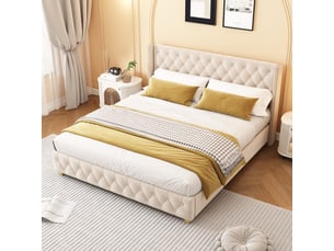 Lit 2 places 160x200 cm <strong></strong>  <strong></strong> coloris beige