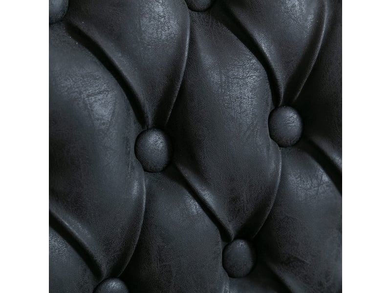  Lot de 2 chaises salle à manger campagne bois massif vieilli dossier ovale capitonné similicuir mouton clous noir  - Conforama E