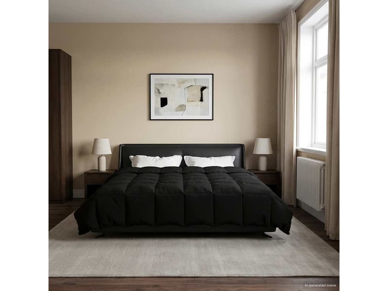  Couette - duvet d'été 200 x 220 cm été microfibre (100% polyester) noir  - Conforama D