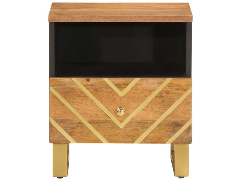  Lot de 2 tables de chevet - cabinet de chevet - table de nuit marron et noir bois de manguier solide  - Conforama C