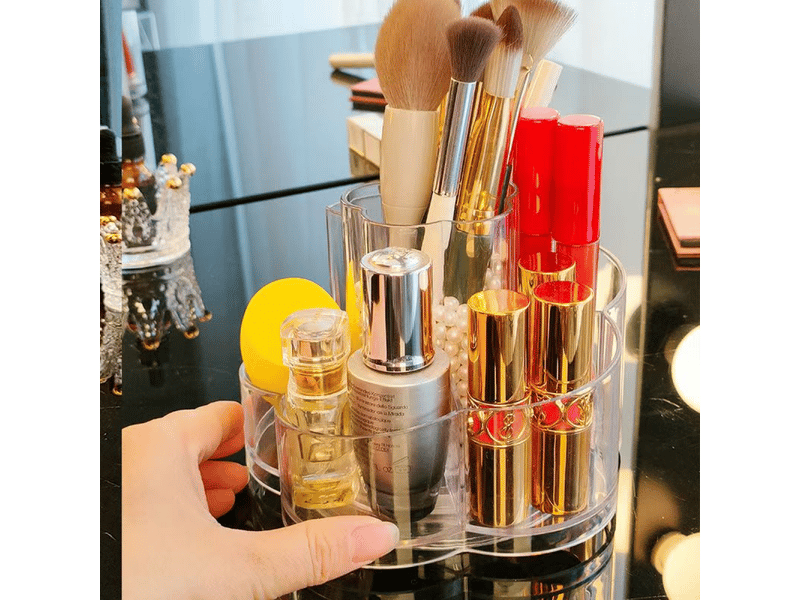 Organisateur cosmétique rotatif - plateau à pinceaux transparent support transparent plateau à pinceaux de maquillage - Conforama B