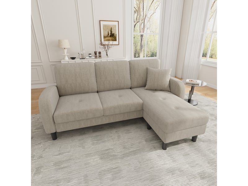 Canapé d'angle réversible fixe 3 places velours côtelé marron canapé d'angle marron - Conforama D