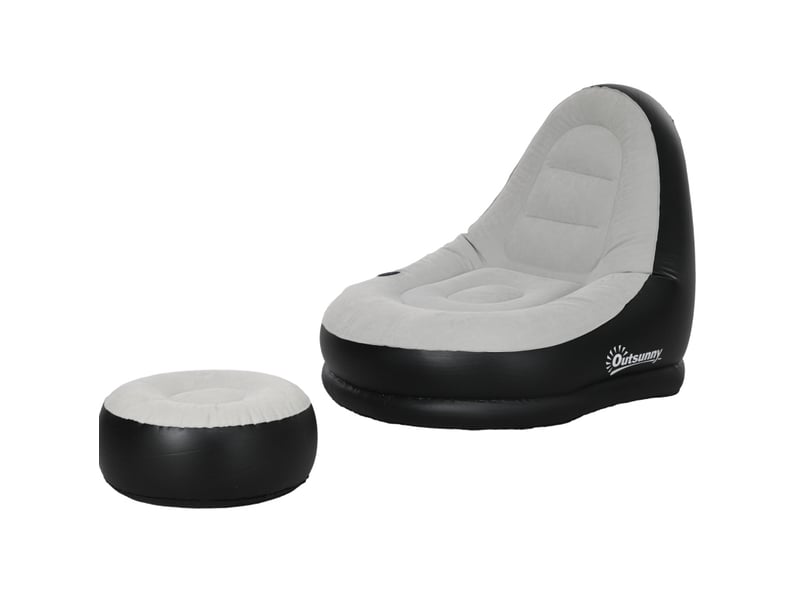  Canapé gonflable avec repose-pieds et porte-gobelet 125x100x87 cm gris clair  - Conforama A