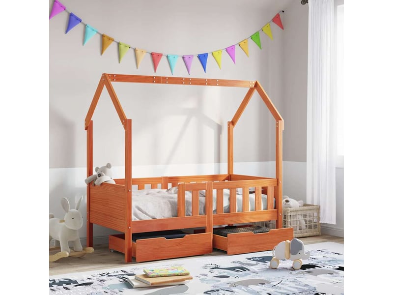  Cadre de lit enfant avec tiroirs sans matelas 70x140 cm bois  - Conforama B