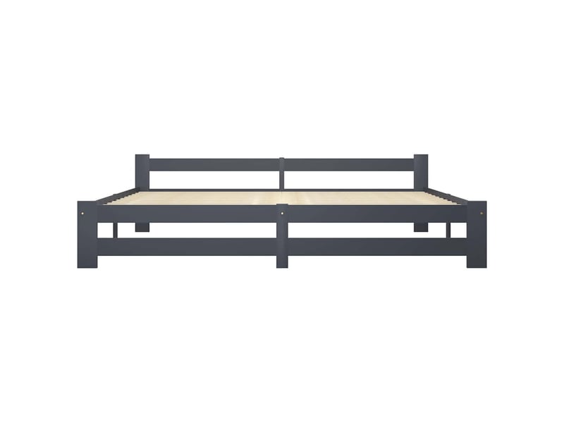  Lit double- lit adulte -  cadre de lit sans matelas gris foncé pin massif 200x200 cm  - Conforama C