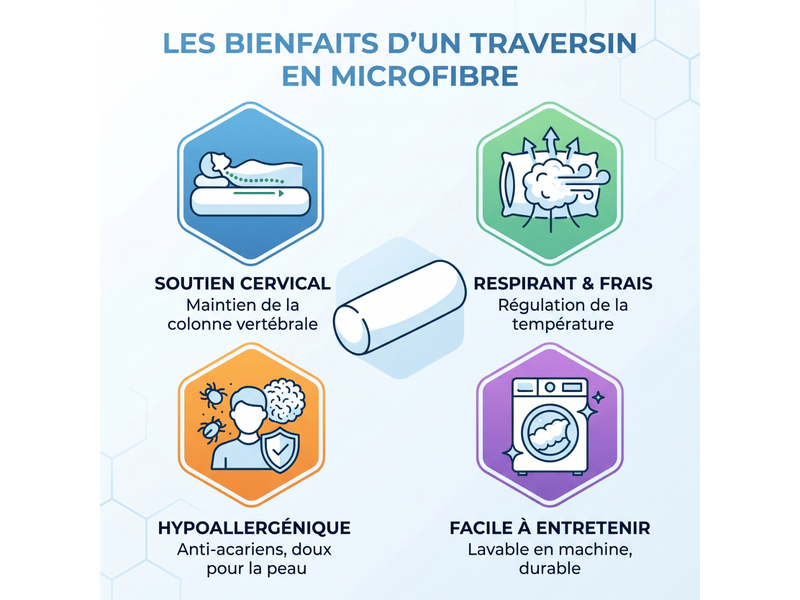 Traversin hôtel microfibre - 150 x 35 cm - tissu jacquard déhoussable - collection hôtellerie C06-TRM03 150/40 - Conforama C
