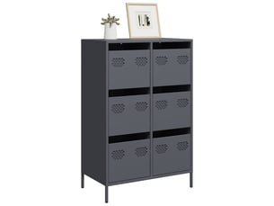 Buffet haut - bahut - meuble de rangement anthracite 68x39x101,5 cm acier
