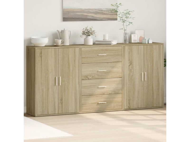  Buffets 3 pcs - bahut - meuble de rangement chêne sonoma 60x31x84 cm bois d'ingénierie  - Conforama B