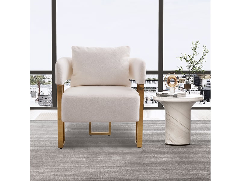 Fauteuil de relaxation tcqpz 1 place en velours blanc 68 x 68 x 70 cm style minimaliste - Conforama E