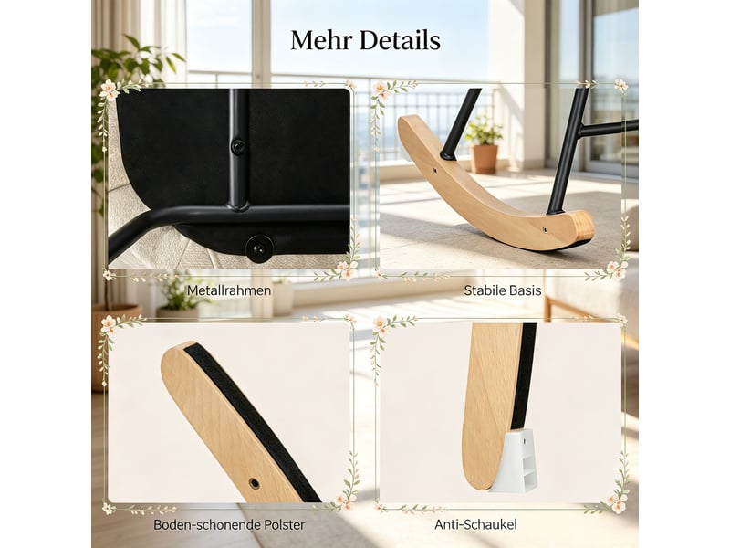 Fauteuil à bascule velours beige chaise à bascule ergonomique avec accoudoirs 67,5x65x95 cm  - Conforama R