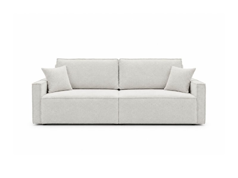  Farah - canapé droit 3 places convertible accoudoirs slim en tissu bouclettes texturées  - Conforama E