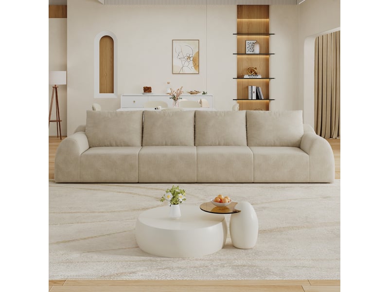  Canapé droit sans structure en mousse à récupération rapide  - sans montage, tissu chenille - kaki  - Conforama C