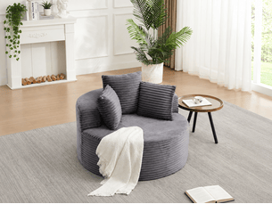 Canapé droit compressé fixe <strong>BIQZUYA</strong> <strong></strong> 1 place Velours côtelé Gris