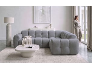 Canapé d'angle droit fixe MIUFORM Picco 6 places Tissu Gris