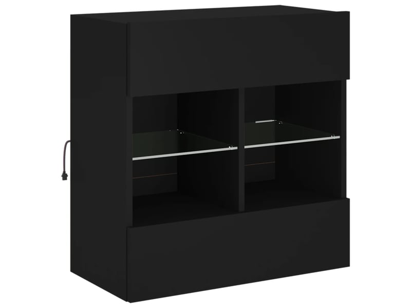  Meuble tv - banc tv - meuble de rangement mural avec lumières led noir 58,5x30x60,5 cm  - Conforama E